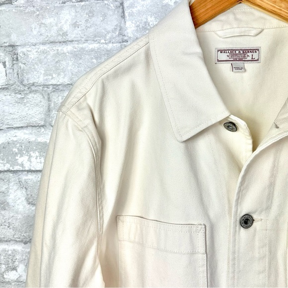 J. Crew Wallace & Barnes Duck Canvas Utility Chore Jacket Size Large Off White - Picture 3 of 15